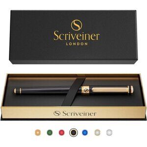 Black Lacquer Rollerball Pen - Stunning Luxury Pen with 24K Gold Finish, Schmidt
